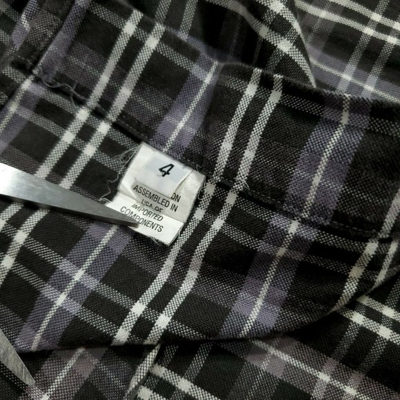 Thom Browne (4/L) Plaid L/S Button up Shirt - Purple/Grey USA Essential - Picture 5 of 6